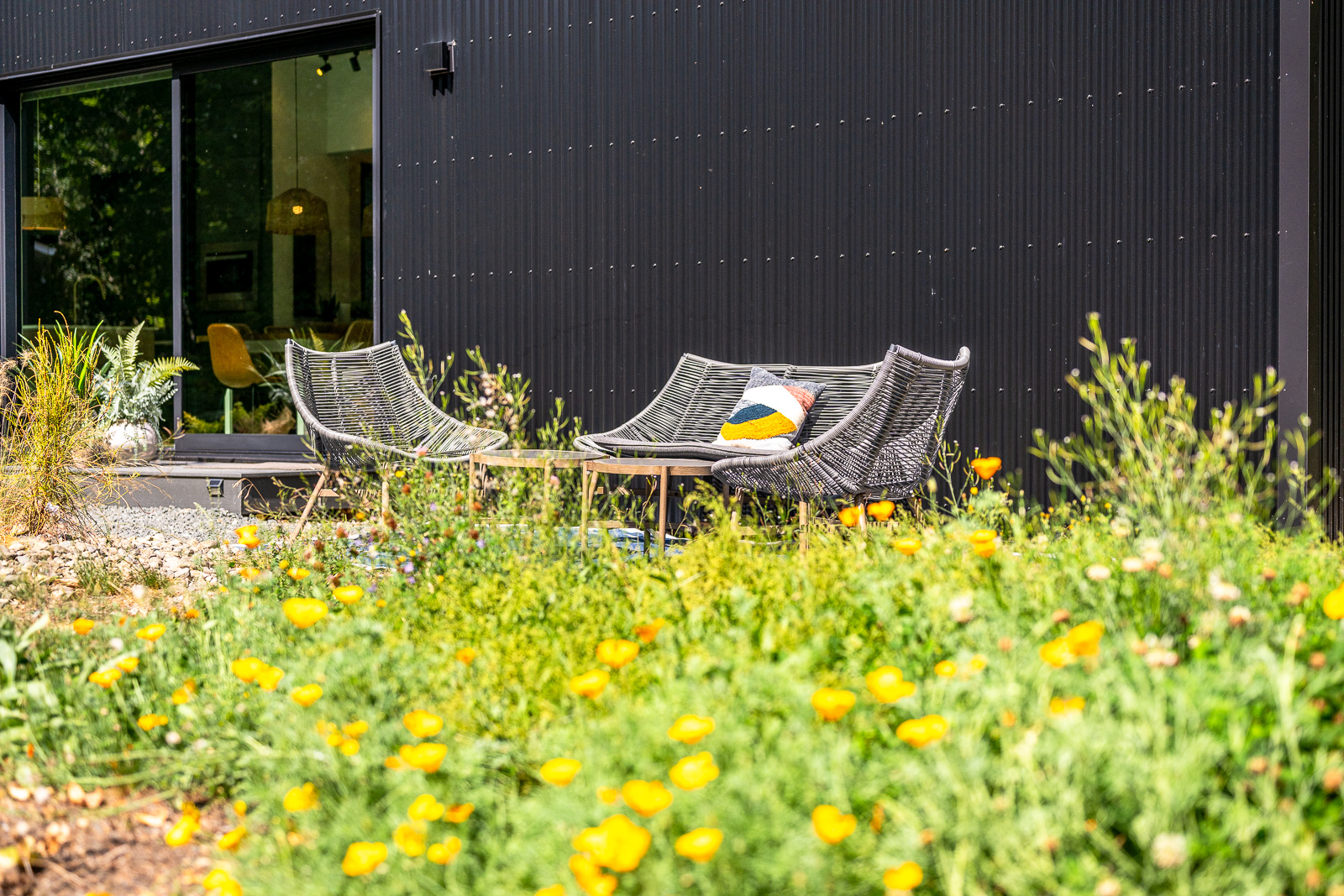 Exterior with wildflowers